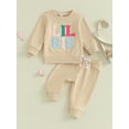 thumbnail image 2 of Caoirhny Baby Girls Fall Outfits Letter Embroidery Crew Neck Long Sleeve Sweatshirts and Elastic Waist Long Pants 2Pcs Clothes Set, 2 of 9