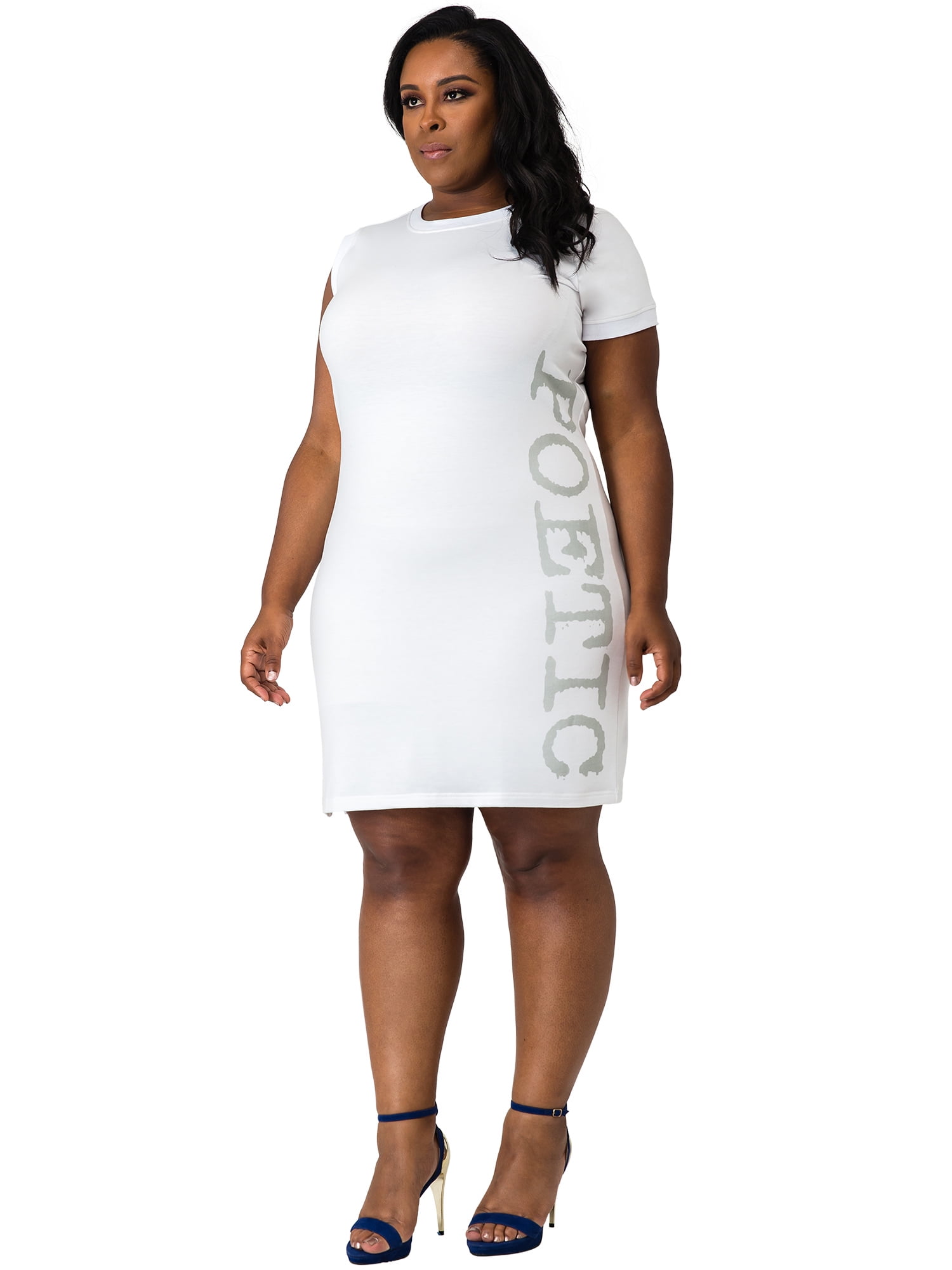 Poetic Justice Plus Size Curvy Women/'s French Terry Floral Printed Dolman Dress