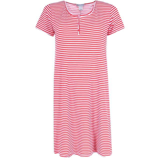 Elegant Emily Plus Sized Striped Henley Nightgown (Women's Plus Size)