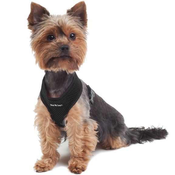 Dogs My Love Soft Mesh Walking Harness for Dogs and Puppies 6 Sizes Black (M (Neck Max: 13"; Chest Girth: 16"-21"))
