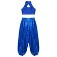 thumbnail image 3 of YiZYiF Casual Belly Dance Outfits for Kids Girls Sequins Sleeveless Mock Neck Keyhole Back Patchwork Blue 8, 3 of 7