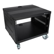 Rockville RR6U 6U Live Sound/Recording Studio Rack Case with Wheels, Reversible Rack Rails, Front & Rear Mounting, Cable Management Ports, 440lb Capacity