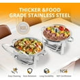 thumbnail image 4 of 5Qt 4 Pack Chafing Dish Buffet Set, NSF Stainless Steel Round Chafers for Catering, Buffet Servers and Warmers Set with Glass Lid & Lid Holder, Thick Stand Frame for Wedding Party Banquet Event, 4 of 9