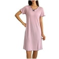 thumbnail image 4 of Sakmal with Padded Moomoos for Women Sleep Modal Pink Ultra-Soft Cozy Moomoo Dress Short Sleeve Short Solid V-Neck Nightgowns M-2XL, 4 of 5