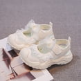 thumbnail image 4 of Xfvqtps Kids Girls Mesh Sneakers Closed Toe Cutout Breathable Hook and Loop Lace Bow Soft Sole Flats Summer Walking Shoes, 4 of 9