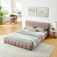 thumbnail image 3 of Harper & Bright Designs Queen Size Upholstered Bed Frame with Storage Drawers, Chenille Platform Bed with Headboard and Solid Frame for Bedroom, Pink, 3 of 13