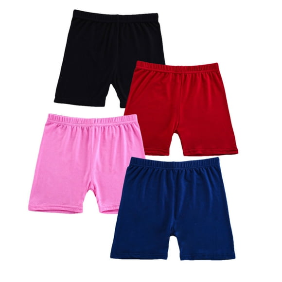 Shorts for Girl's, Girl's Bike Shorts, 4Pcs Kids Girl's Bike Shorts Shorts for Girl's Toddler Biker Under Dress Dance Multi-Color Shorts