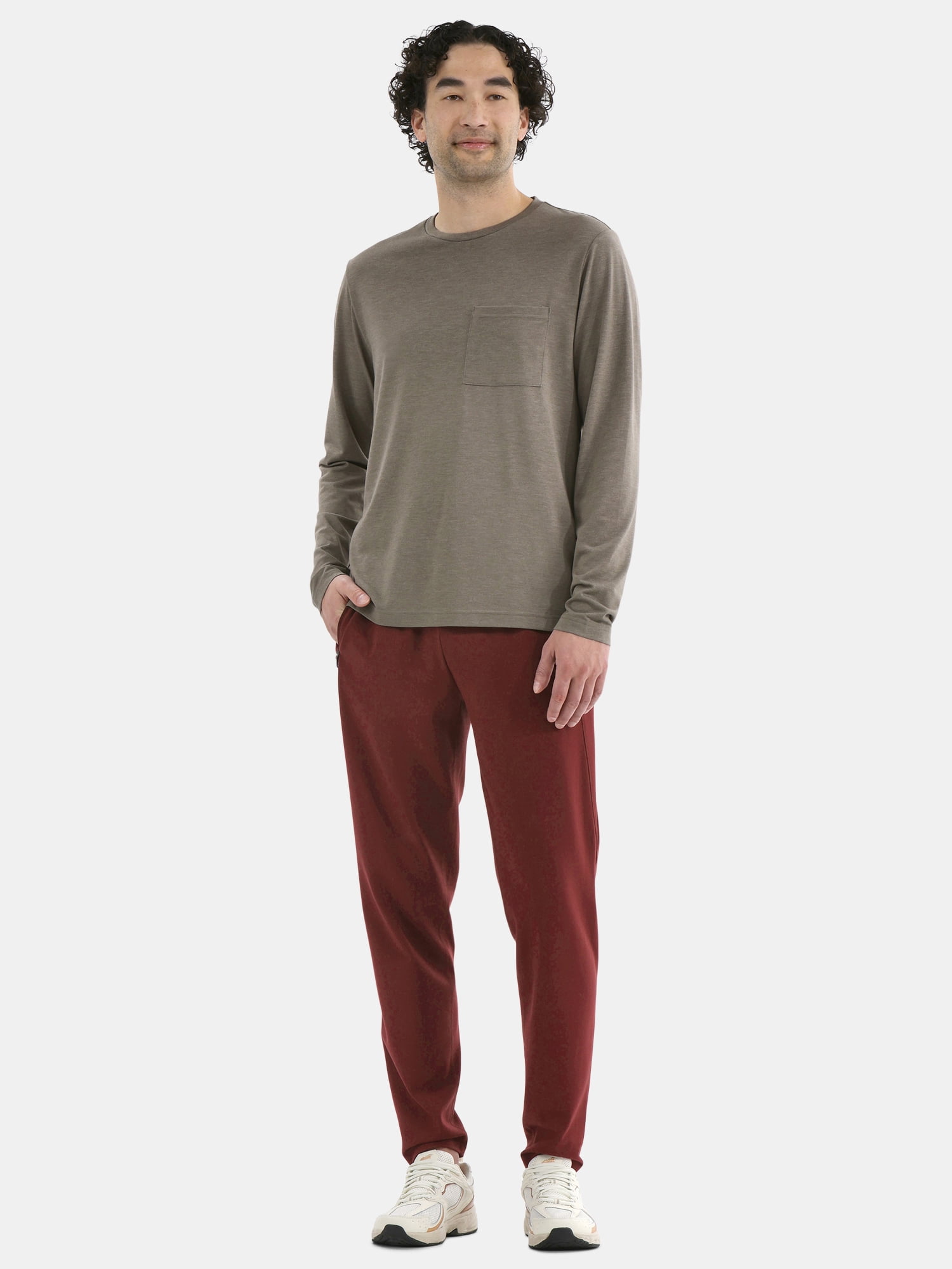 Athletic Works Men's and Big Men's Tri Blend Long Sleeve Pocket Tee, Sizes XS-5XL