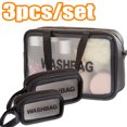 thumbnail image 2 of Cheers.US 3 Pcs/Set Clear Cosmetic Bag Travel Toiletry Bag with Zipper Vinyl PVC Make-up Pouch Handle Straps for Women Men, Waterproof Packing Organizer Storage Diaper Pencil Bags, 2 of 7