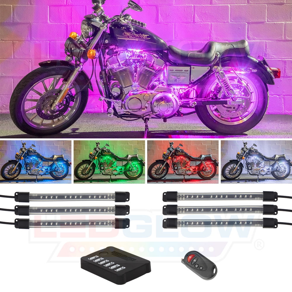 LEDGlow 6pc Flexible LED Million Color Motorcycle Lighting Kit