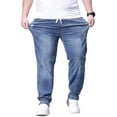thumbnail image 3 of Tqyyweavej Men's Relaxed Fit Jeans Oversized Ripped Stretch Drawstring Cargo Denim Pants Open Bottom Casual Everyday Jeans with Pockets, 3 of 10