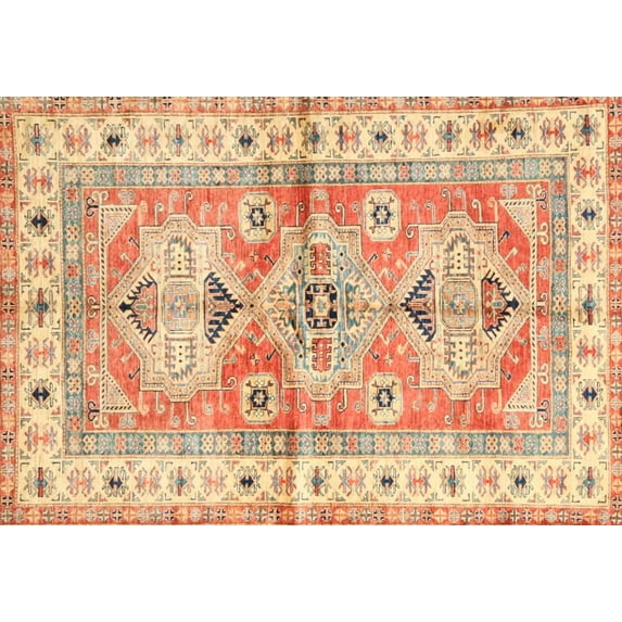 Ahgly Company Machine Washable Indoor Rectangle Traditional Orange Area Rugs, 2' x 4'
