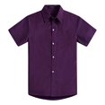 thumbnail image 2 of Spring&Gege Chemises Habillées à Manches Courtes pour Garçons Uniforme Formel Tissé Uni, Violet, 11-12 Ans, 2 of 4