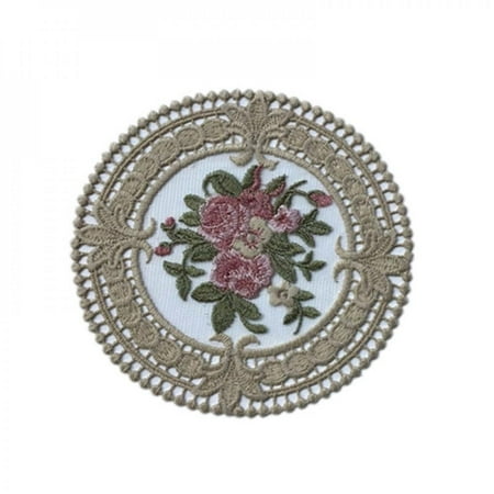 

Brand Clearance! Round Embroidered Style Placemat Heat Resistant Bowls Coffee Cups Coaster for Dining Table Anti-skid Tea Cup Pads Table Decor