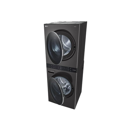 LG - 4.5 Cu. Ft. HE Smart Front Load Washer and 7.4 Cu. Ft. Gas Dryer WashTower with Steam and Built-In Intelligence - Black Steel