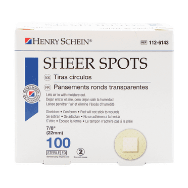 Henry Schein Adhesive Sheer Spot Bandage 7/8" - 100 Per Box