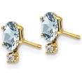 thumbnail image 2 of 14k Yellow Gold Diamond & Aquamarine Birthstone Earrings - 7mm, 2 of 6