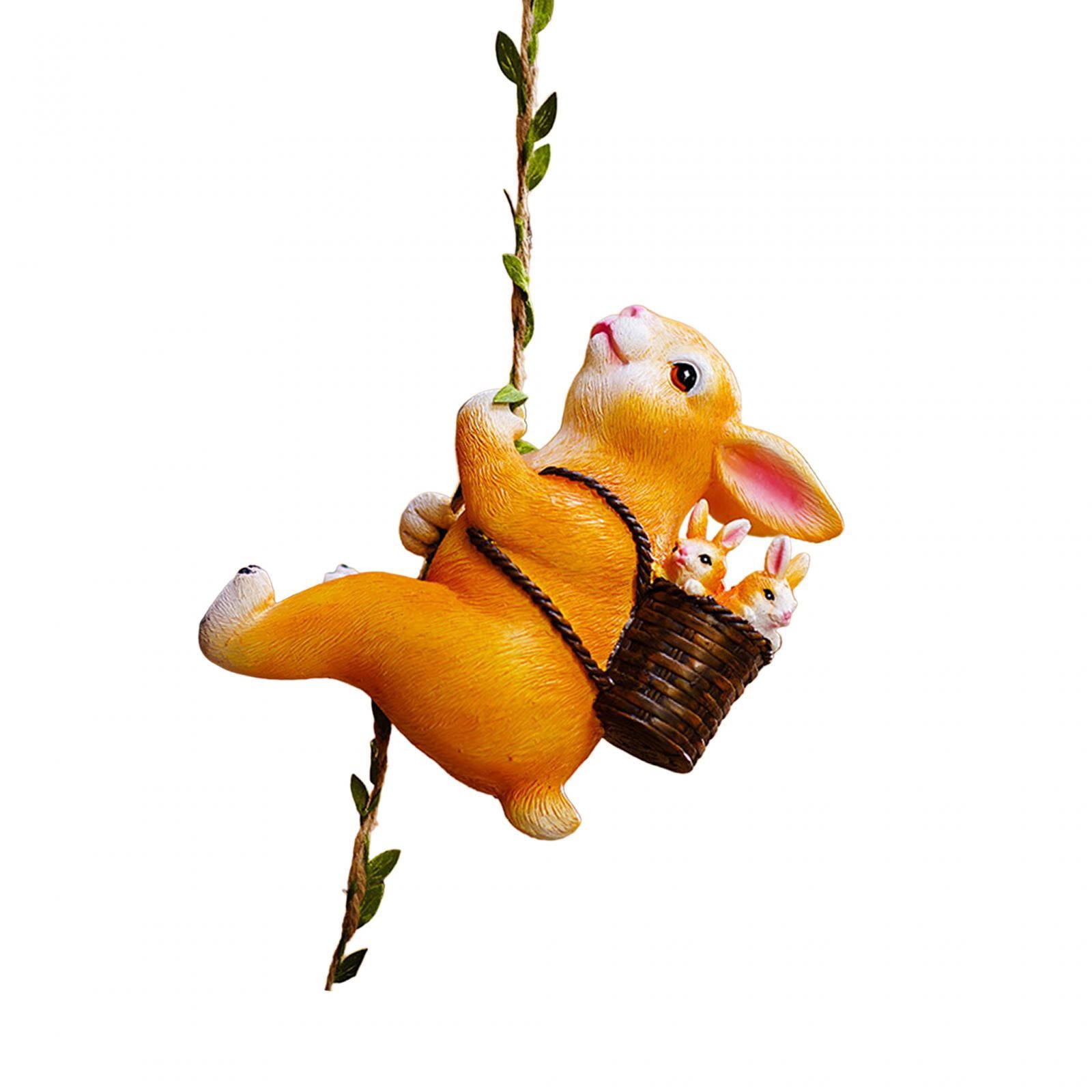 Outdoor Statues Garden Rabbit Sculpture 16x14cm Novelty Rabbit Ornament Climbing Rabbit Figurine for Balcony Landscaping Backyard Flower Bed