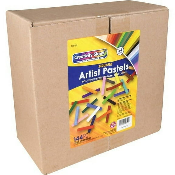 Creativity Street Square Artist Pastels, 24 Assorted Colors, 6 Each, 2-3/8" x 3/8" x 3/8", 144 Pieces