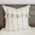 thumbnail image 2 of Piper Classics Farmcloth Stripe Euro Pillow Sham, 26" x 26", Natural Cream Woven w/ Black, Cotton, 2 of 5
