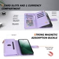 thumbnail image 3 of Compatible with Samsung Galaxy A55 Case for Girls Women, with Shoulder Lanyard Hand Strap Cards Holder Zipper Pocket Stand Shockproof Stylish Phone Case for Samsung Galaxy A55, Purple, 3 of 10