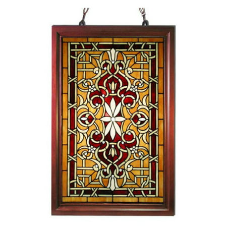 tiffany panel window style stained frame glass wood