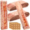 thumbnail image 2 of HLONK 120 Pack Paper Bread Bags With Window For Homemade Bread  Long French Bread Bags Wheat Pattern Kraft Loaf Storage Sacks Bakery Storage Bag With Stickers  24 X 4.5 X 2 Inch (Brown Re, 2 of 5