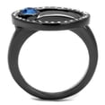 thumbnail image 4 of Womens Light Black Ring Anillo Para Mujer 316L Stainless Steel Ring with Top Grade Crystal in Capri Blue Agnes, 4 of 4