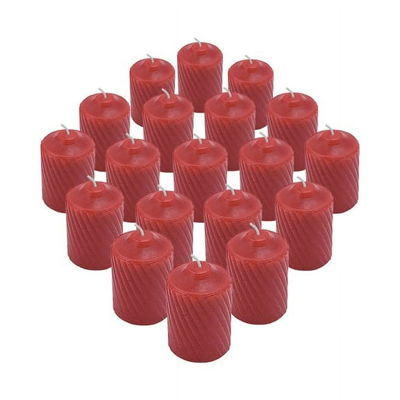 15 Hour Lightly Scented Votive Candles with a Textured Surface 19 Candles Per Box Made in The USA (Red/Spice Scent)