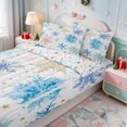 thumbnail image 3 of Erosebridal Watercolor Snowflake Zipper Queen Comforter Set with Fitted Sheet and 2 Pillowcases,Blue Pink Winter Art Zipper Bedding Set,Colorful Stars Reversible,4 Pieces, 3 of 7