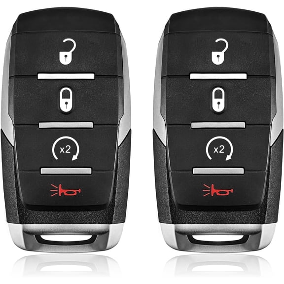 Easy to Use Car Key Fob Remote Keyless Entry Control OHT-4882056 433.92MHz 4 Button Replacement for 2019-2024 Ram 1500 Pickup - 2 Pack