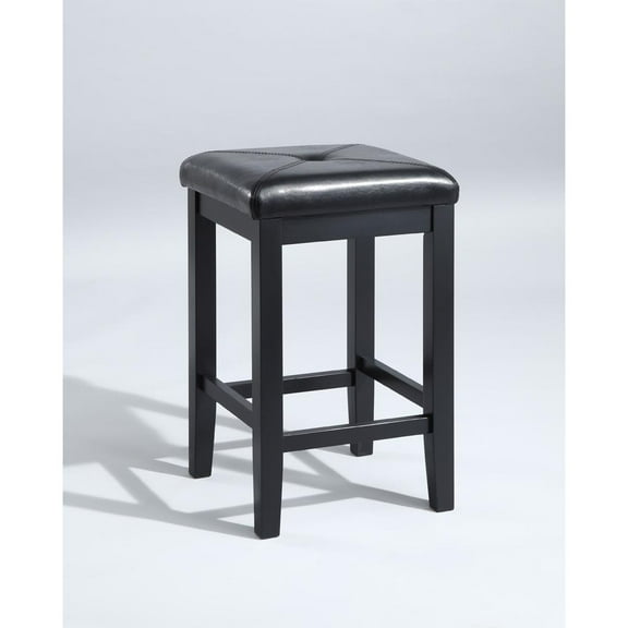 Crosley Furniture 24" Wood Tufted Counter Stool in Black (Set of 2)