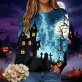 thumbnail image 2 of Duqingm 2026 Halloween Shirts for Women Long Sleeve Spooky Graphic Tees Vintage Festival Tops Crew Neck Sweatshirts Funny Gifts,M, 2 of 7