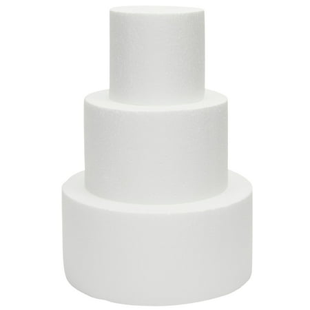 3 Piece Round Foam Cake Dummy Set for Decorating  Faux Cake in 3 Sizes for Birthday  Wedding Display (10.8 Inches Tall)