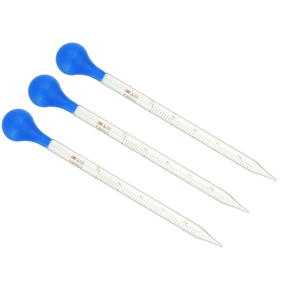 Uxcell Graduated Dropper Pipettes Kit, 3pcs 10ml Borosilicate Glass Pipette with Rubber Cap for Transfer Liquid for Lab, Chemistry, Clear