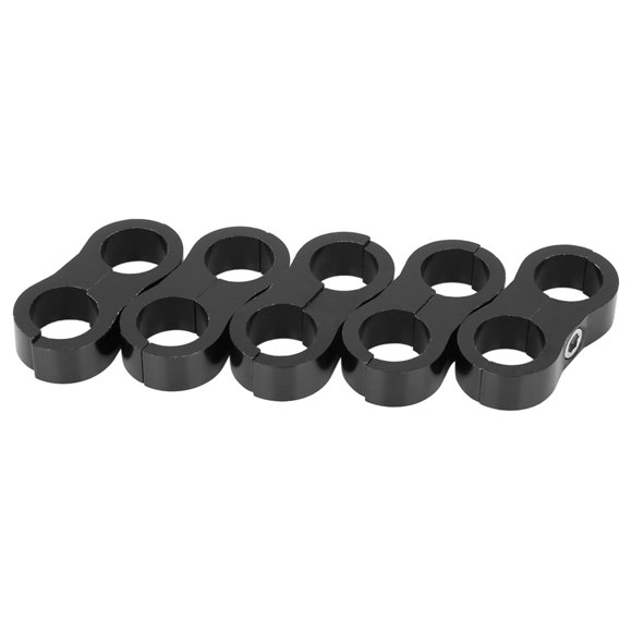 Unique Bargains AN12 Car Universal Hose Separator Aluminum Clamp Dual Fuel Line Fitting Adapter Black 5pcs