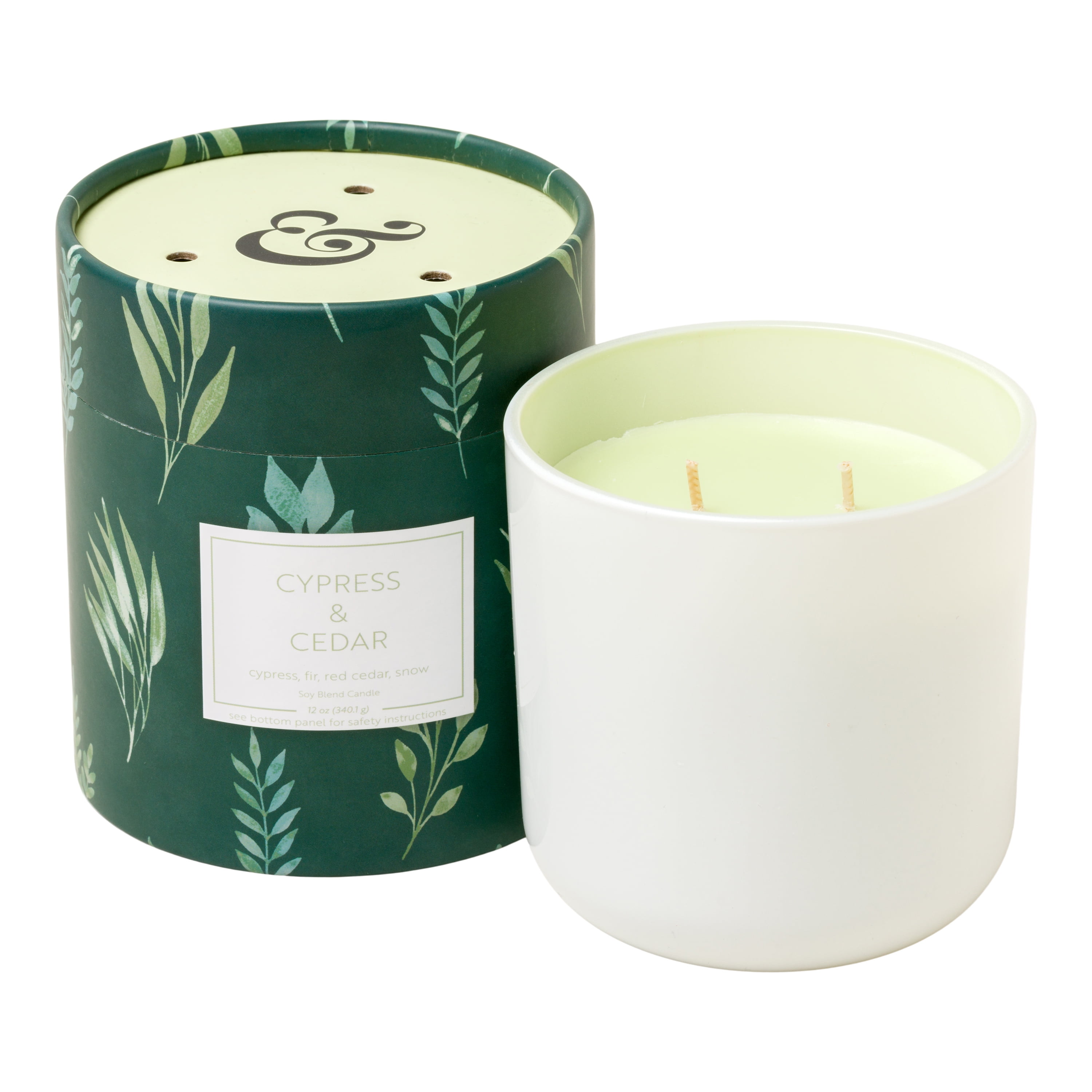 Cypress & Fir Boxed Green Glass Candle