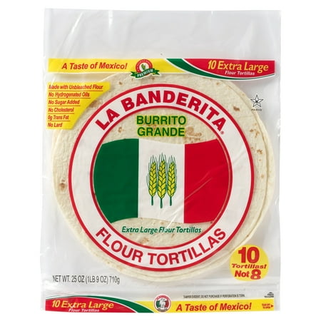 La Banderita Burrito Grande, Extra Large Flour Tortillas, 10 Count, 25 oz.