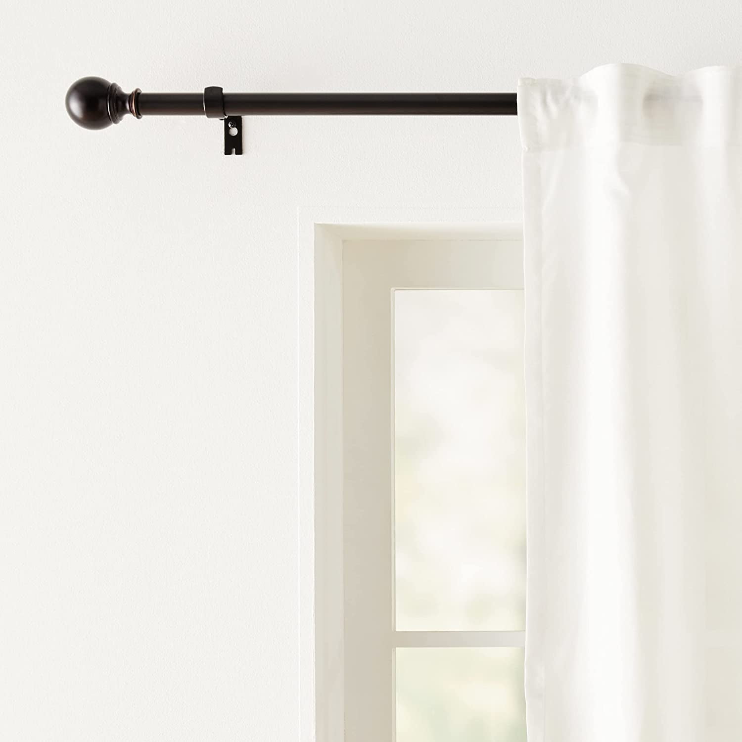 Black 2-Pack 72 to 144 Inch Basics 1-Inch Curtain Rod with Round Finials 