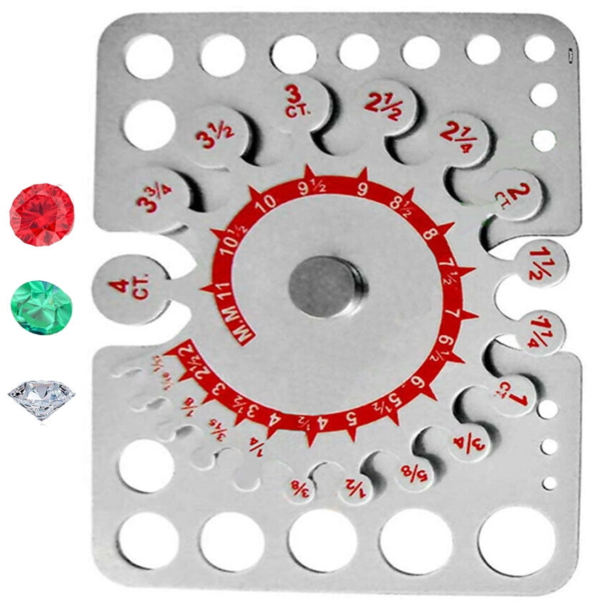 Diamond Weight gauge K & B Estimator Carat MM Size Birthstone chart