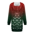 thumbnail image 6 of Women's Long Sleeve Hooded Sweatshirt Dress with Snowflake Christmas Tree Print, Ugly Christmas Sweater Women Style, Cozy Fall and Winter Dress with Pockets for Holiday,Deep Red,S, 6 of 7
