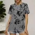 thumbnail image 6 of Uootdi Women's Tees Round Neck Short Sleeve Tie Dye Print Solid Casual Tops Daily Wear Style Soft Stretchy Loose Fit Shirts Gift, 6 of 9