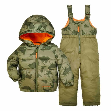 Weatherproof Infant Boys Green Camo Elk Snow Bibs & Coat Set Snowsuit 12m