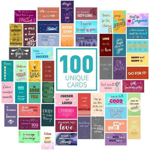 100 Cartes de Motivation avec des Citations Inspirantes - les Cartes d'Encouragement et de Gentillesse Montrent de la gratitude et de l'Appréciation.
