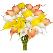 10pcs Calla Lily Artificial Flowers Real Touch Flowers White Flowers Artificial for Decoration Calla Lillies Artificial Yellow Fake Flowers Lilly Flowers Calla Lily Bouquet for Wedding Home Decor