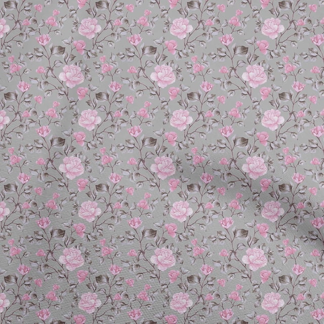 oneOone Velvet Gray Fabric Floral Fabric For Sewing Printed Craft Fabric By The Yard 58 Inch Wide