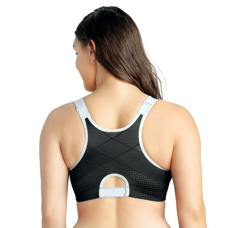Parfait Women's Wave Wire-free Zip Front Sports Bra - Black - 36d