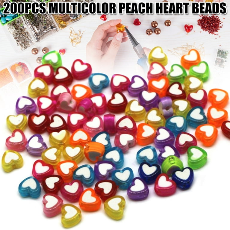 Cute Acrylic Heart Beads White Colorful Love Heart Pony Beads for DIY  Message Name Word Bracelet Necklace Jewelry Making B