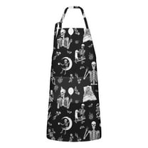 Halloween Skeleton Fun Apron-Garden Aprons for Women with Pockets-Cotton Linen Waterproof Kitchen Cooking Gardening Aprons Adjustable for Kitchen,Cooking,BBQ and Salon 32"x27"