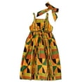 thumbnail image 4 of WUXIAN Toddler Baby Girls African Print Off Shoulder Hair Band Princess Casual Dress Infants Clothes Children Breathable Dailywear, 4 of 8